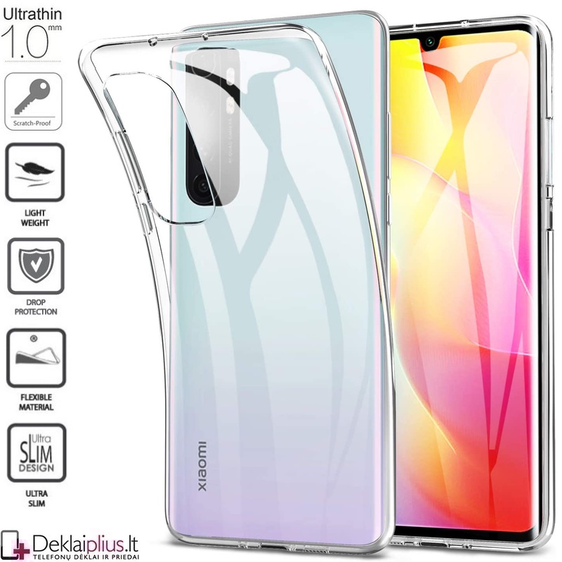 Silikoninis dėklas 1.0 mm storio - permatomas (MI NOTE 10 LITE) Silikoninis dėklas 1.0 mm storio - permatomas (MI NOTE 10 LITE)